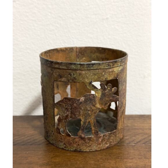 Rustic, Metal, Moose, Cutout, Distressed, Votive, Candle Holder, Cabin Decor - Picture 3 of 8